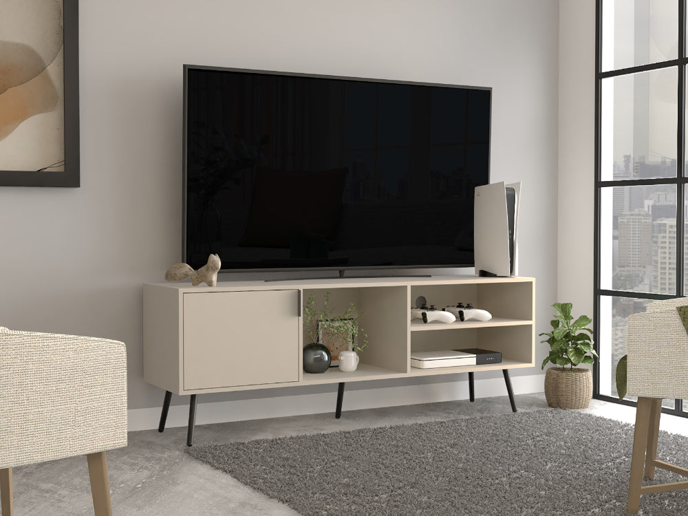 Rack Tv Vulanno 65" Beige, Con Una Puerta Abatible