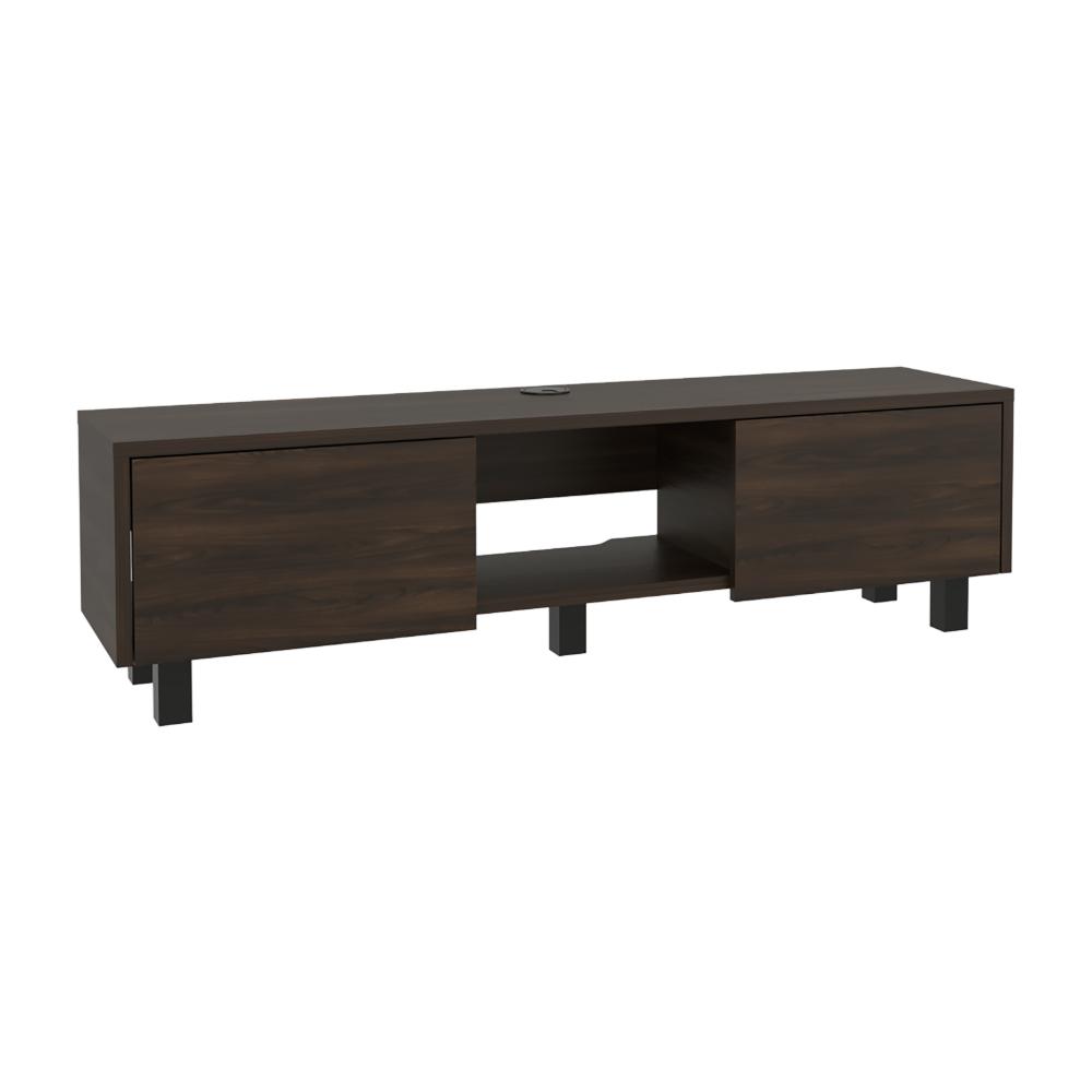 Mesa Para Tv Flotante Gleid, Nogal Europeo, con Dos Puertas Abatibles