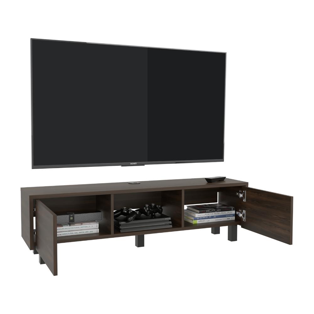 Mesa Para Tv Flotante Gleid, Nogal Europeo, con Dos Puertas Abatibles