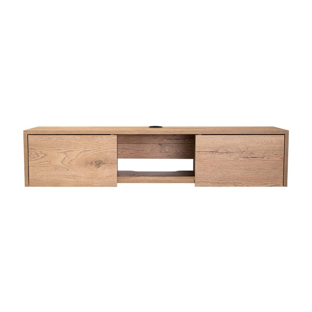 Mesa Para Tv Flotante Gleid, Macadamia, con Dos Puertas Abatibles