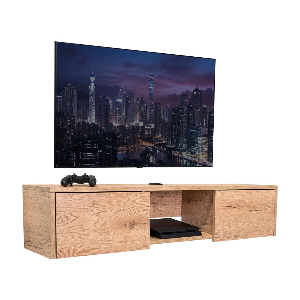 Mesa Para Tv Flotante Gleid, Macadamia, con Dos Puertas Abatibles