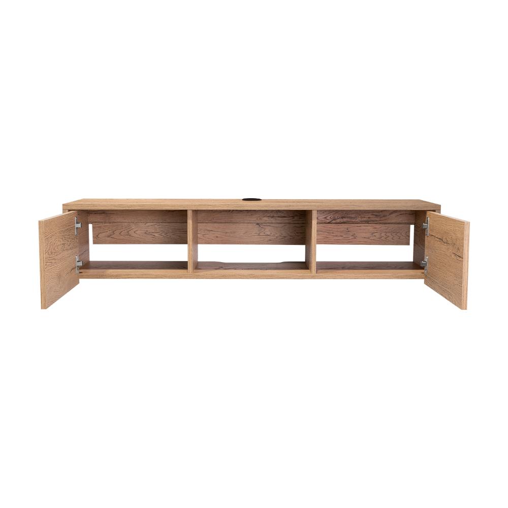 Mesa Para Tv Flotante Gleid, Macadamia, con Dos Puertas Abatibles
