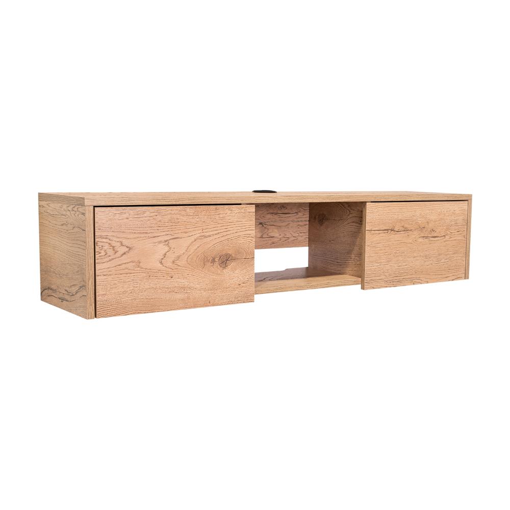 Mesa Para Tv Flotante Gleid, Macadamia, con Dos Puertas Abatibles