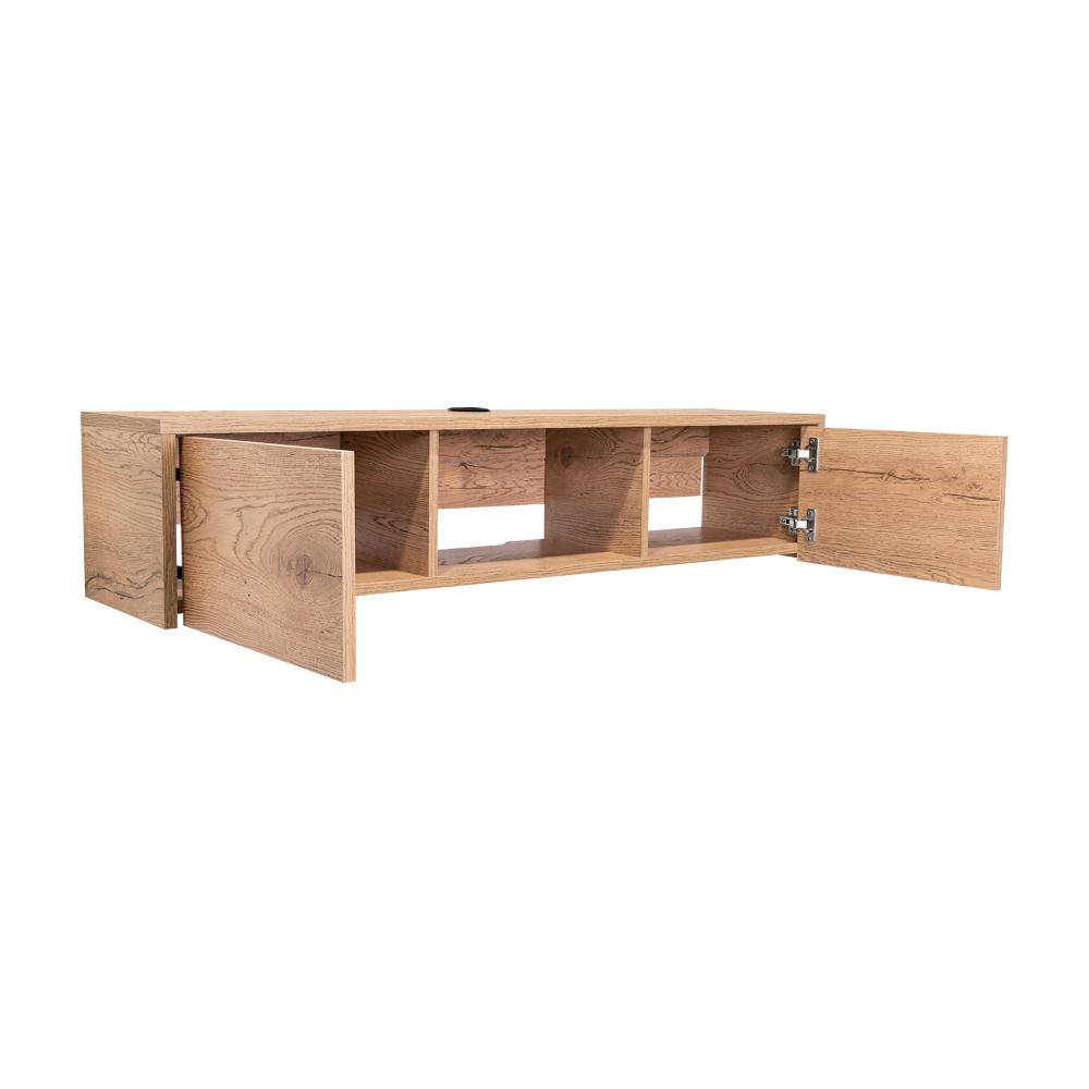 Mesa Para Tv Flotante Gleid, Macadamia, con Dos Puertas Abatibles