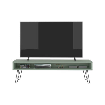 Mesa Para Tv Ralf, Agave, con patas metálicas y espacio de tv hasta 70 pulgadas