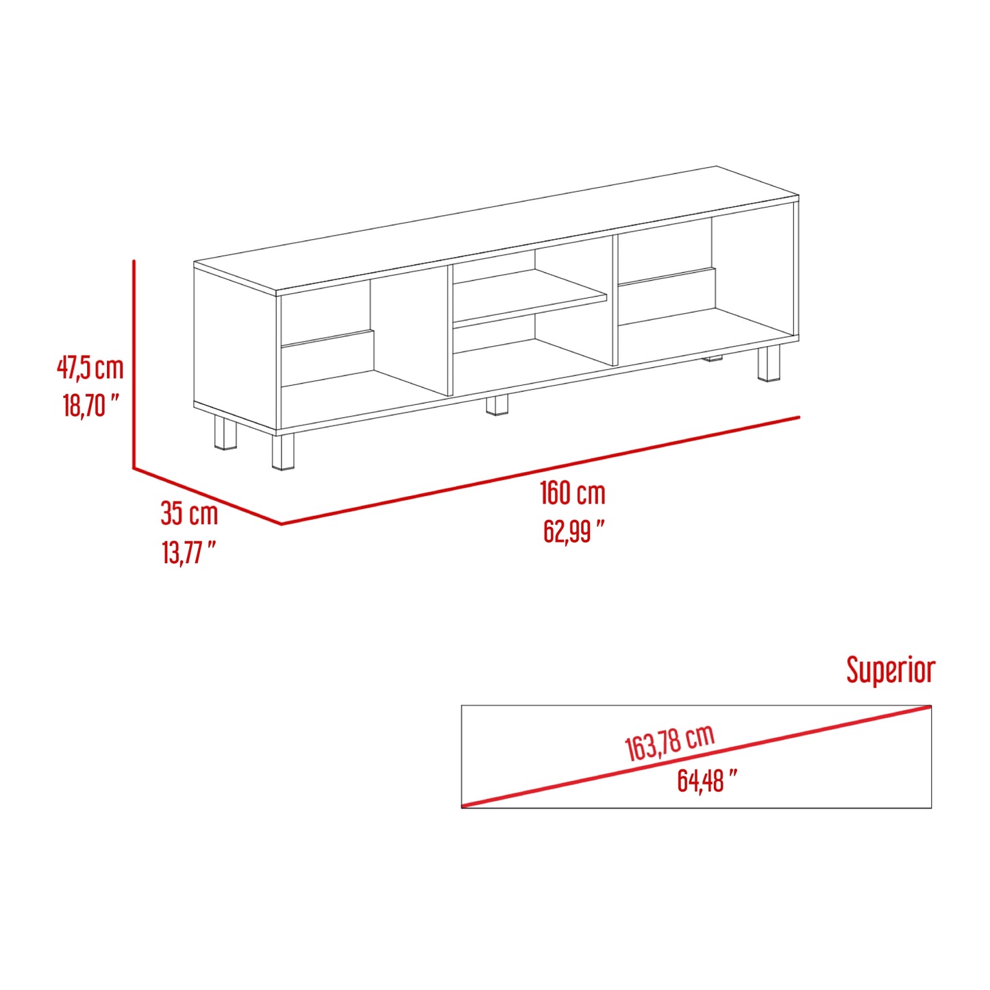 Mesa Para Tv Tunez, Wengue, Para Televisor Hasta 70 Pulgadas