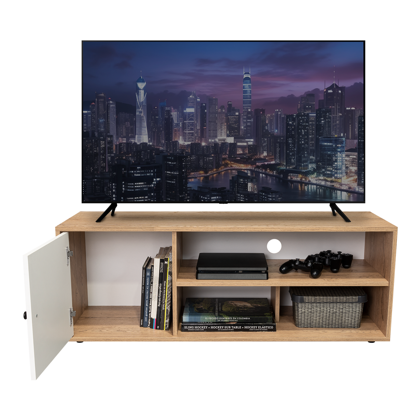 Mesa Para Tv Noah, Macadamia y Blanco Vainilla, para tv de hasta 55 pulgadas
