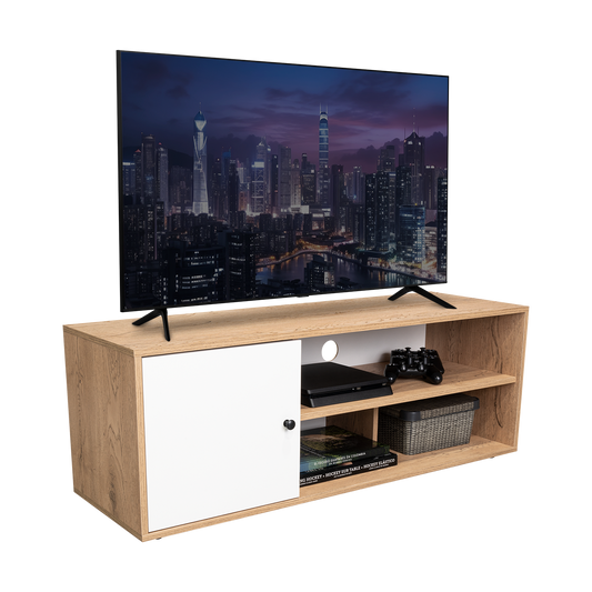 Mesa Para Tv Noah, Macadamia y Blanco Vainilla, para tv de hasta 55 pulgadas