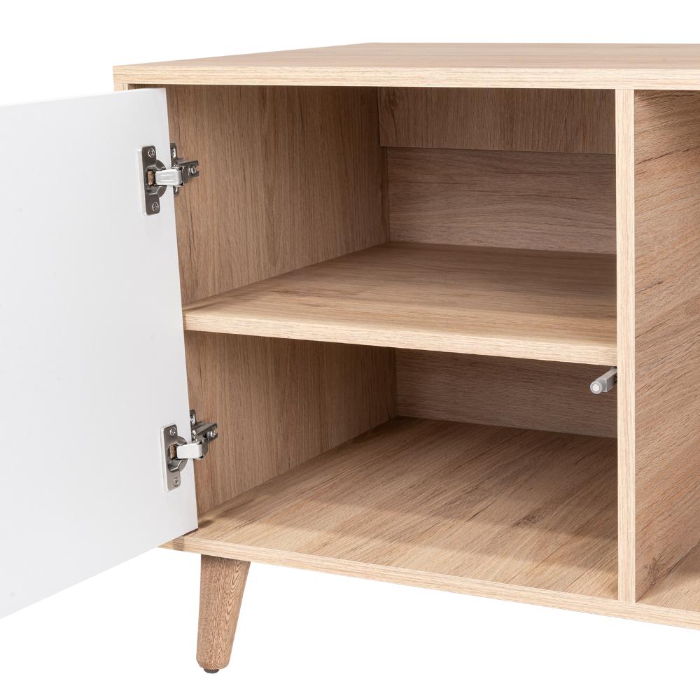 Mesa Para Tv Bored, Beige y Blanco, con Espacio Para Televisor de Hasta 60 Pulgadas