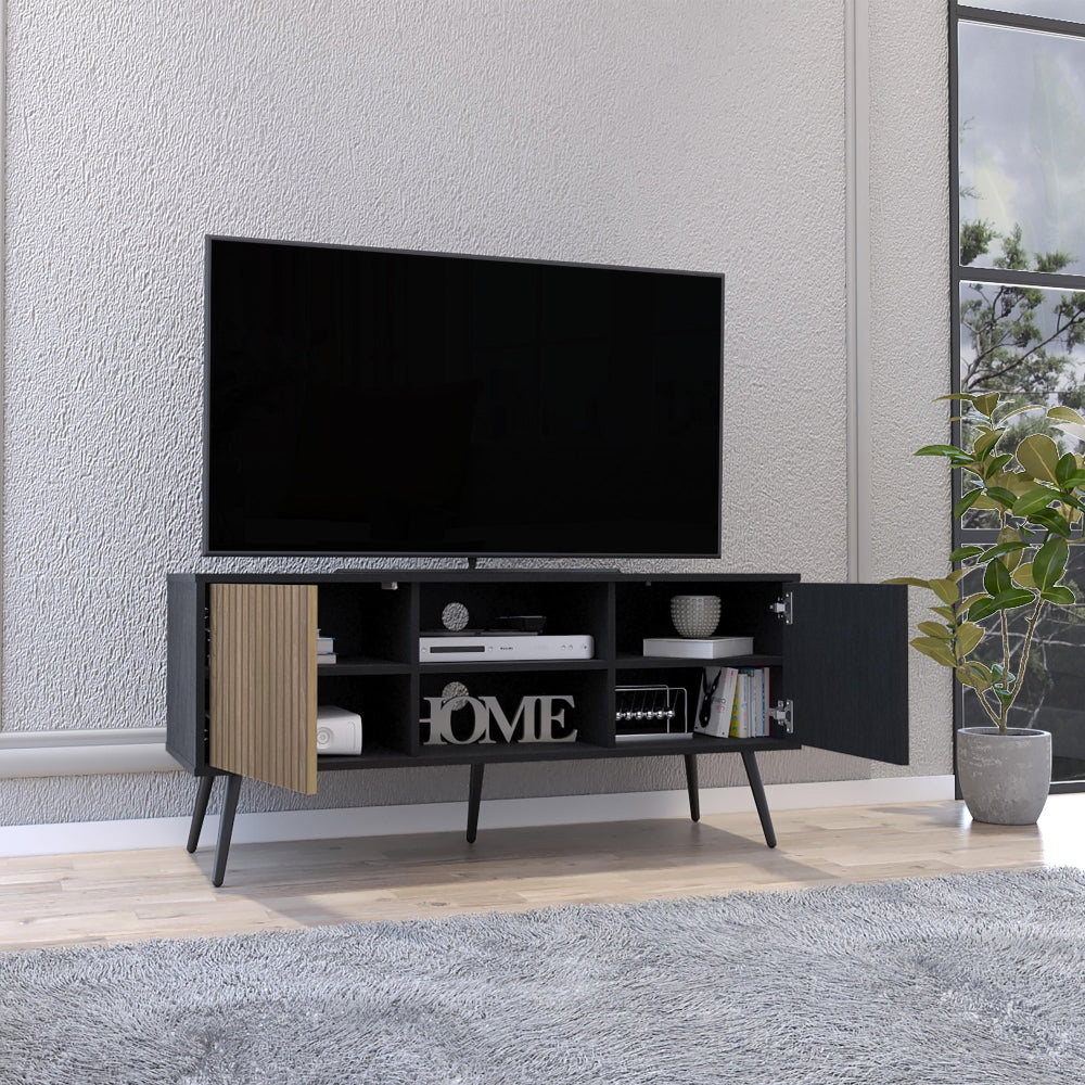 Rack Para Tv Funes Eco 120, Wengue, con un cajón deslizable