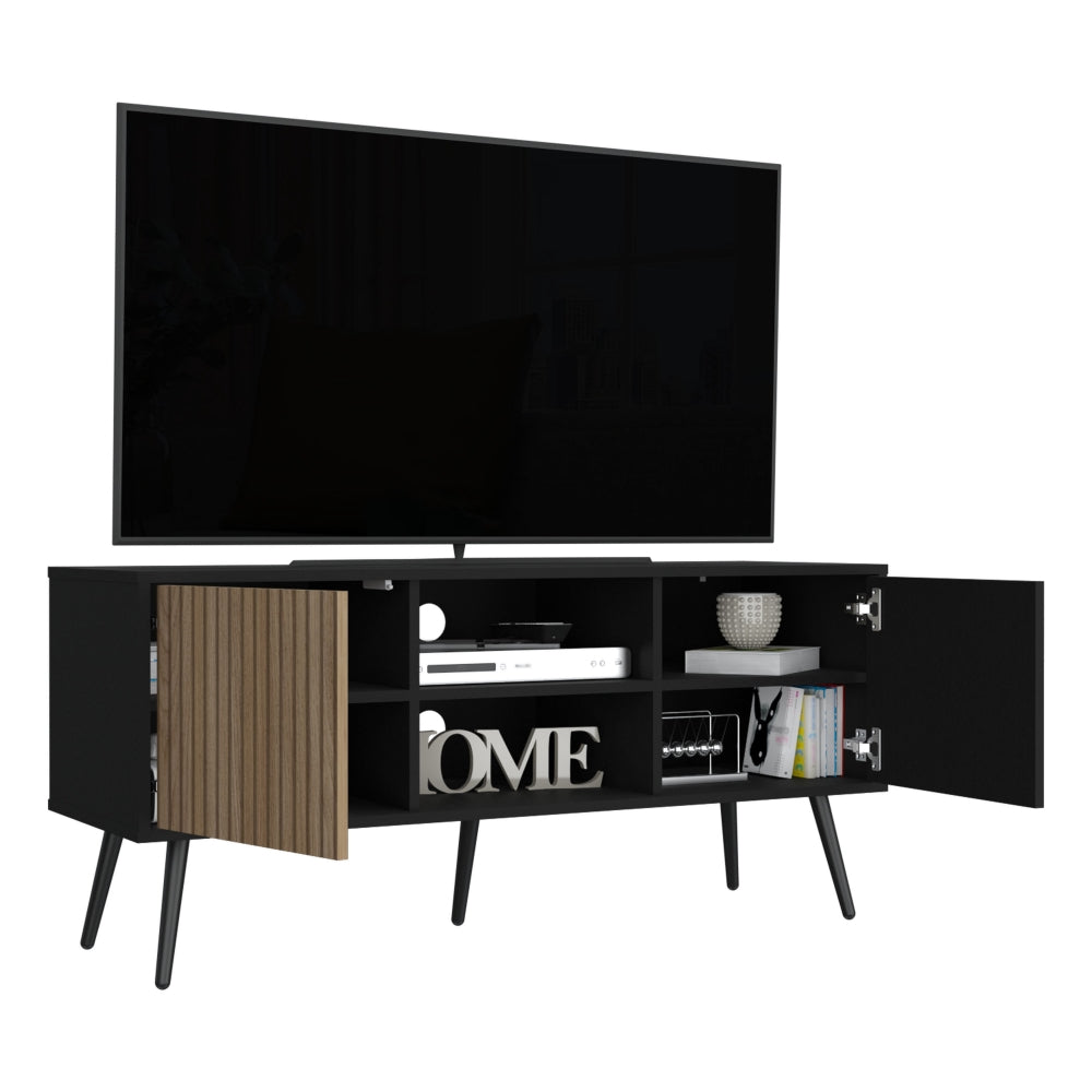 Rack Para Tv Funes Eco 120, Wengue, con un cajón deslizable
