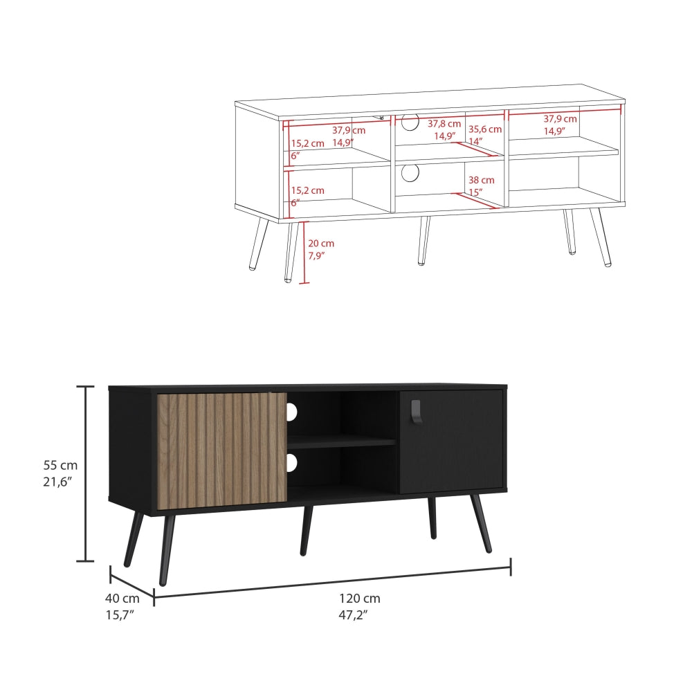 Rack Para Tv Funes Eco 120, Wengue, con un cajón deslizable