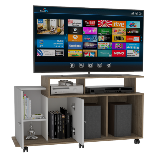 Rack Tv 40" Con Dos Puertas FM 037C, Café Claro
