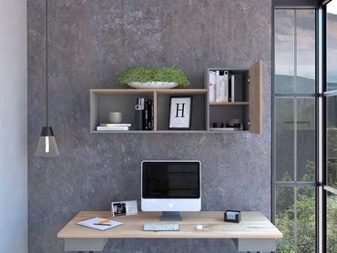 Biblioteca De Muro Una Puerta FM 040C, Café Claro