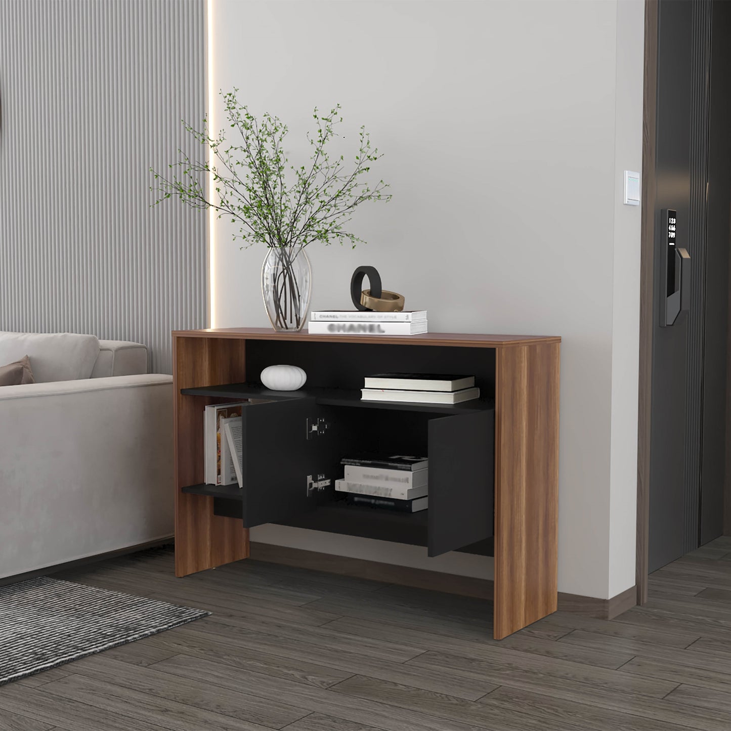 Arrimo Dos Puertas, FM Furniture Cafe Claro Y Negro