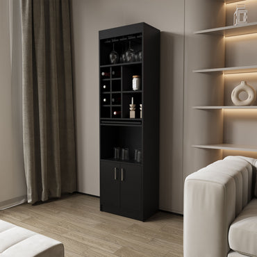 Bar Alto Ocho Botelleros Repisa Extensible Fm-012N, Negro