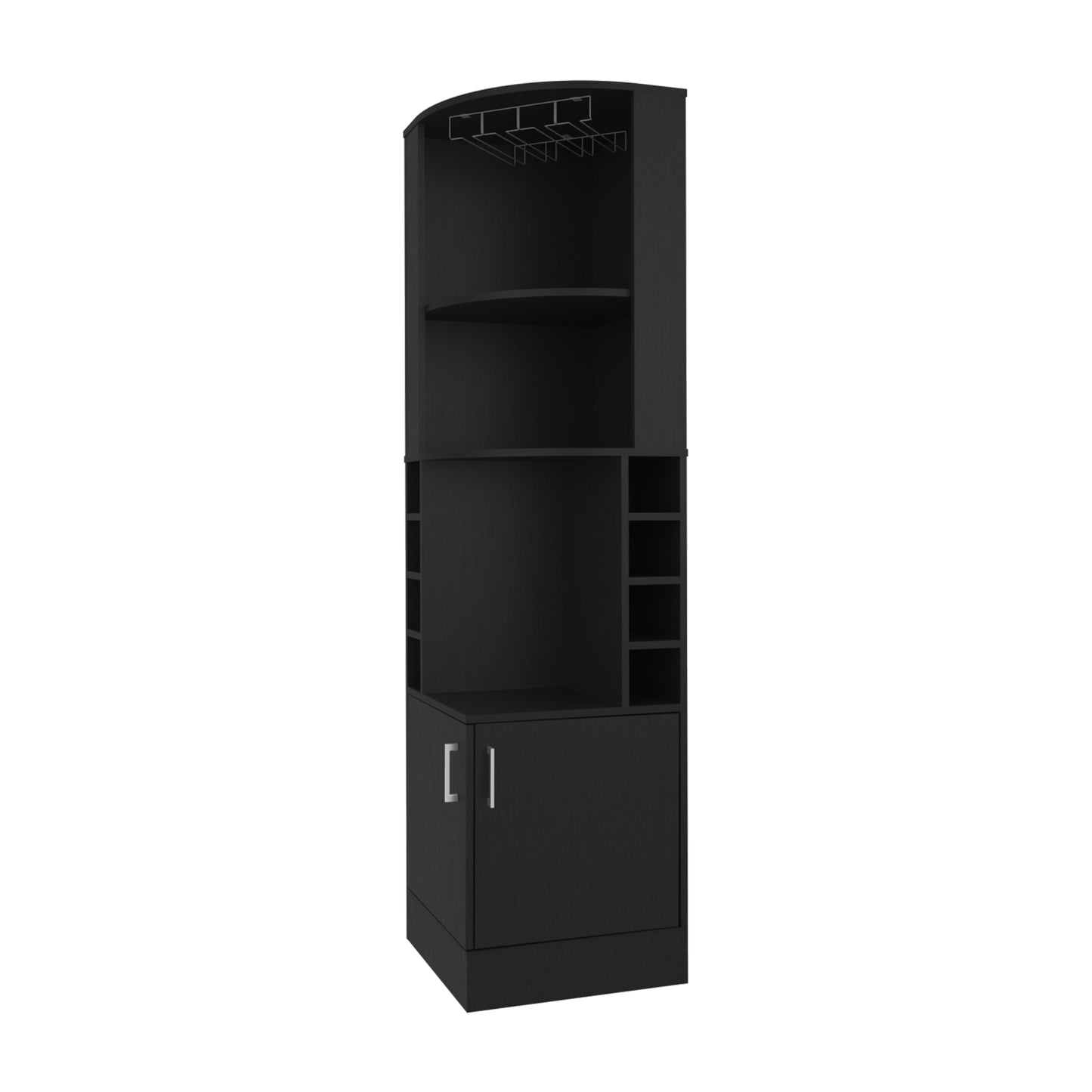 Bar Esquinero Con Soporte Para Copas, Negro, FM Furniture