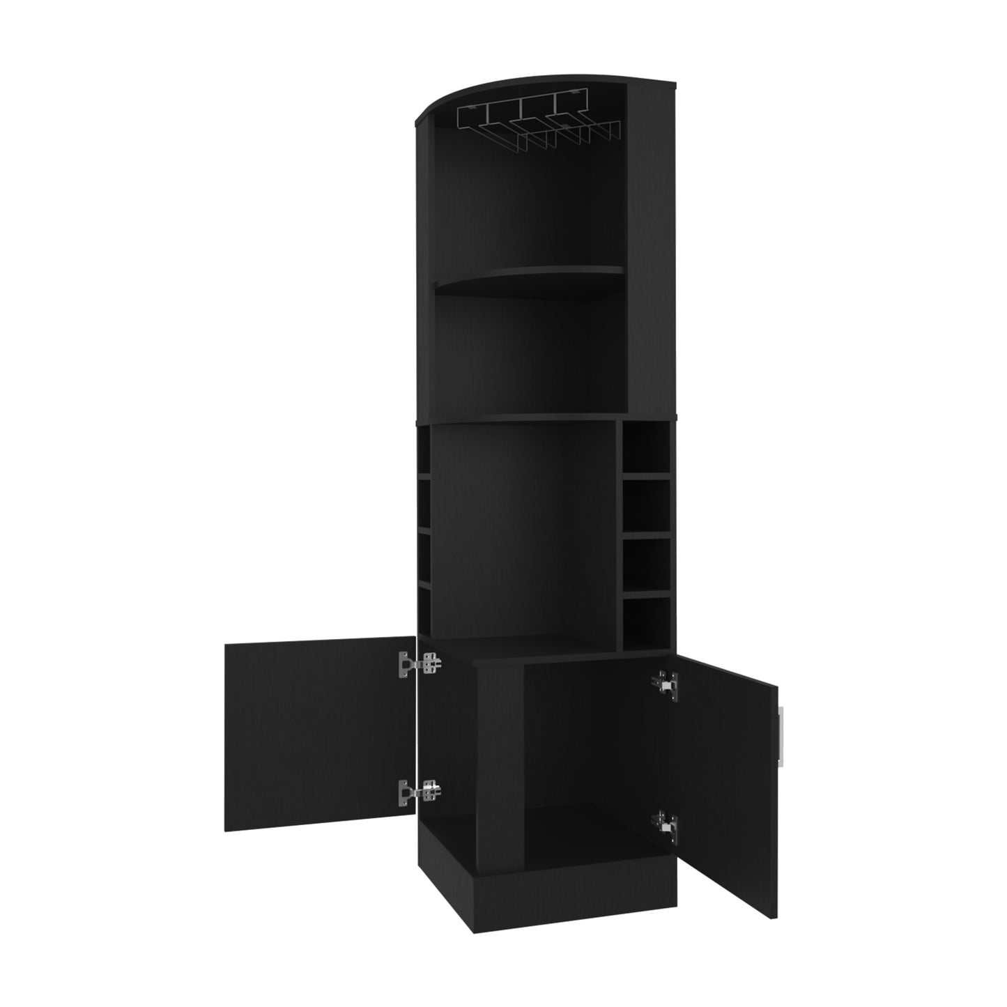 Bar Esquinero Con Soporte Para Copas, Negro, FM Furniture