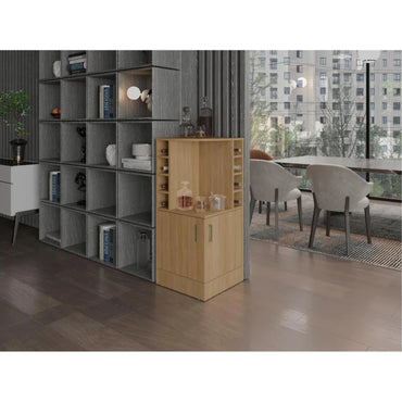 Bar Esquinero Dos Puertas Y Porta Botellas , FM Furniture 015C Café Claro