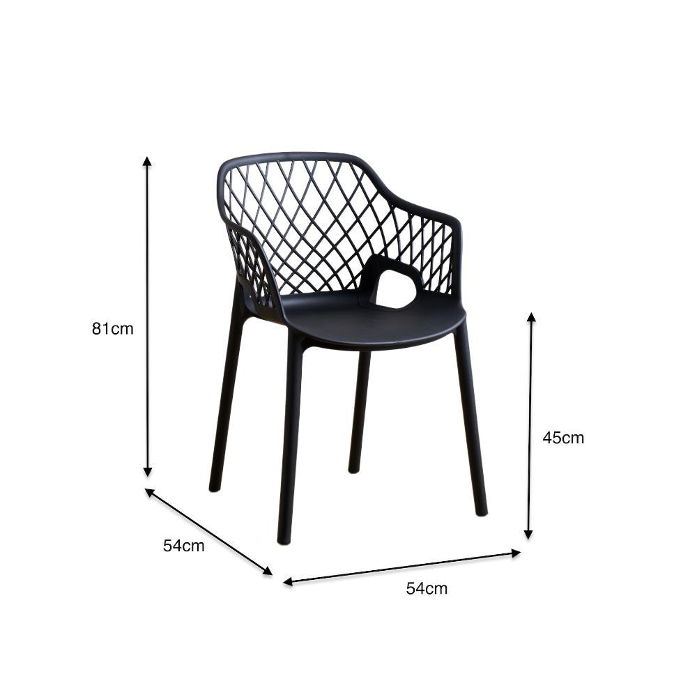 Silla con Brazos Casablanca, Negro, con Espaldar en Diamantes y Estilo Moderno