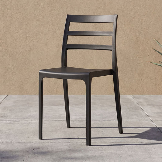 Silla New York, Negro, con Espaldar en Líneas y Diseño Minimalista