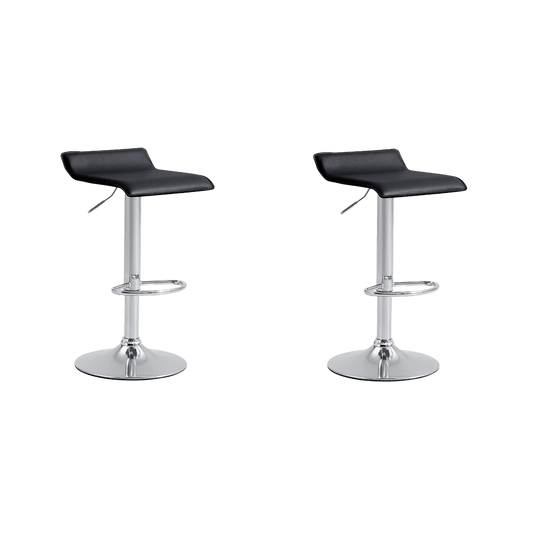 Kit de Dos Sillas Bar Recifes, Negro, base metal cromado, diseño moderno