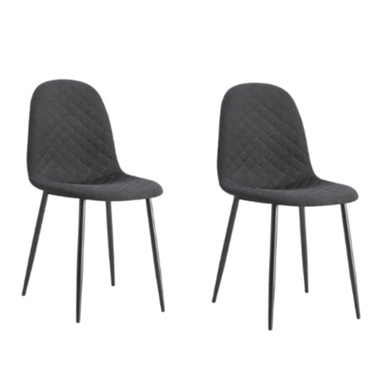 Sillas Comedor Jacob X2, Gris y Patas Negras, con respaldo y asiento con textura en forma de X