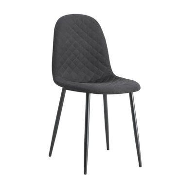Sillas Comedor Jacob X2, Gris y Patas Negras, con respaldo y asiento con textura en forma de X