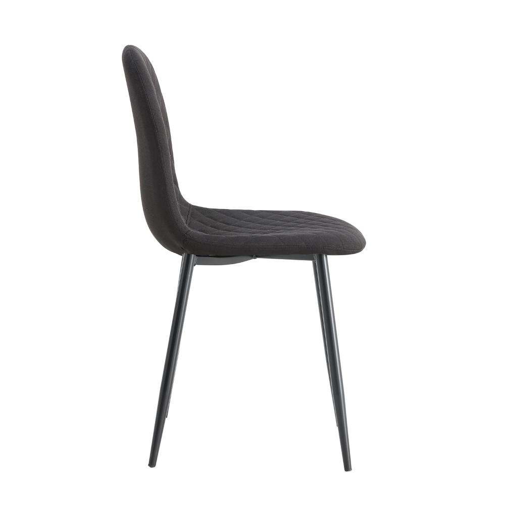 Sillas Comedor Jacob X2, Gris y Patas Negras, con respaldo y asiento con textura en forma de X