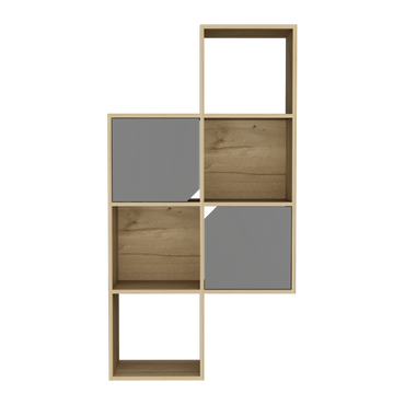 Biblioteca De Muro Con Dos Puertas, FM Furniture 039C, Café Claro