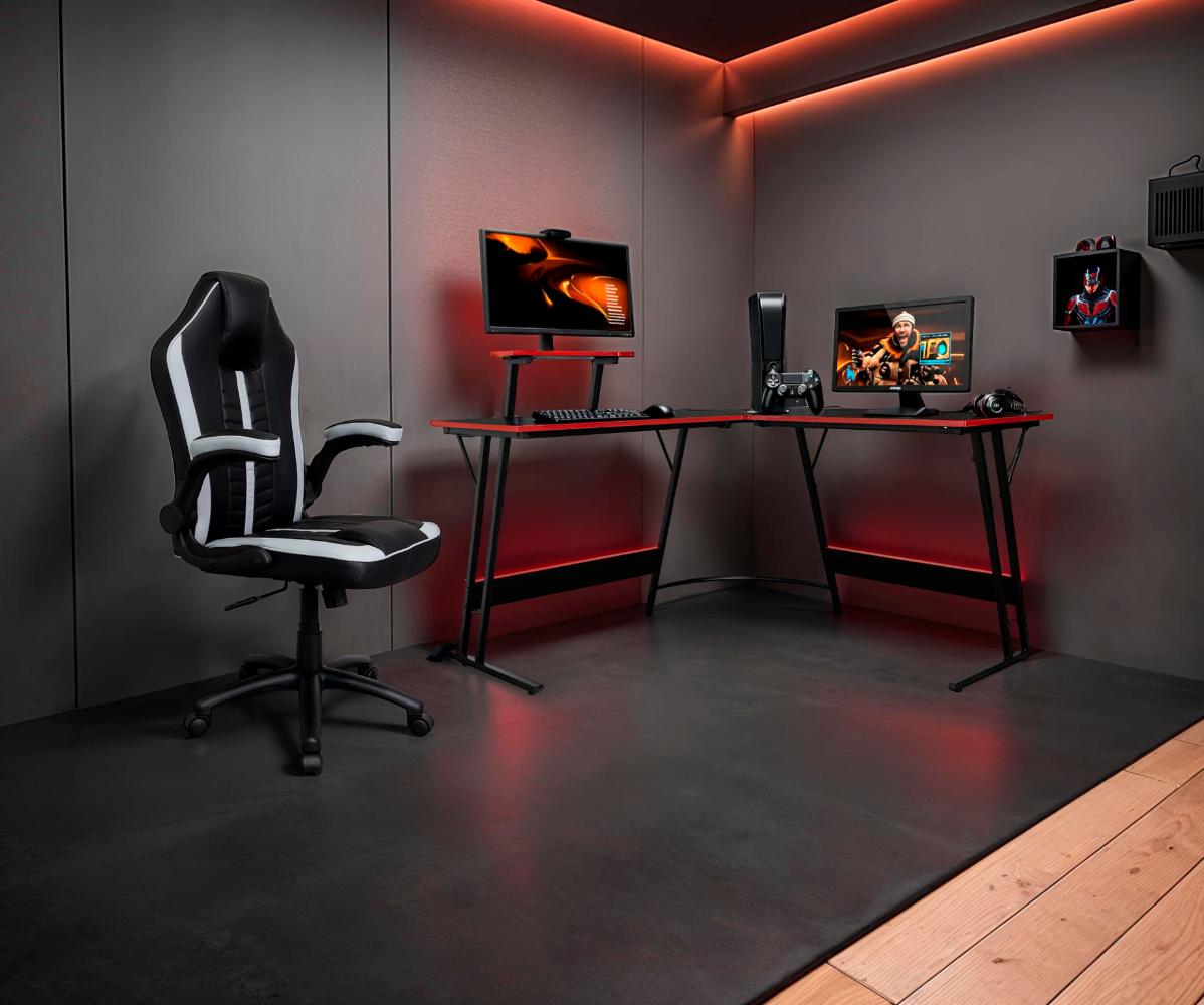 Silla Gamer Rismel, Negro y Gris, con altura ajustable