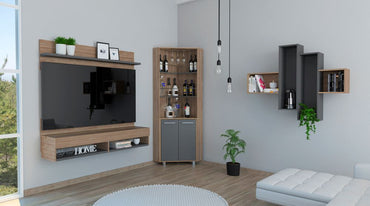 Combo The Wall, Miel y Plomo, incluye panel TV, bar alto y repisa 2a