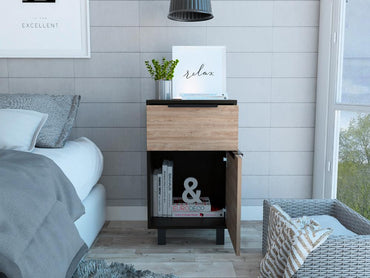 Velador Un Cajón Una Puerta, FM Furniture 002N, Negro
