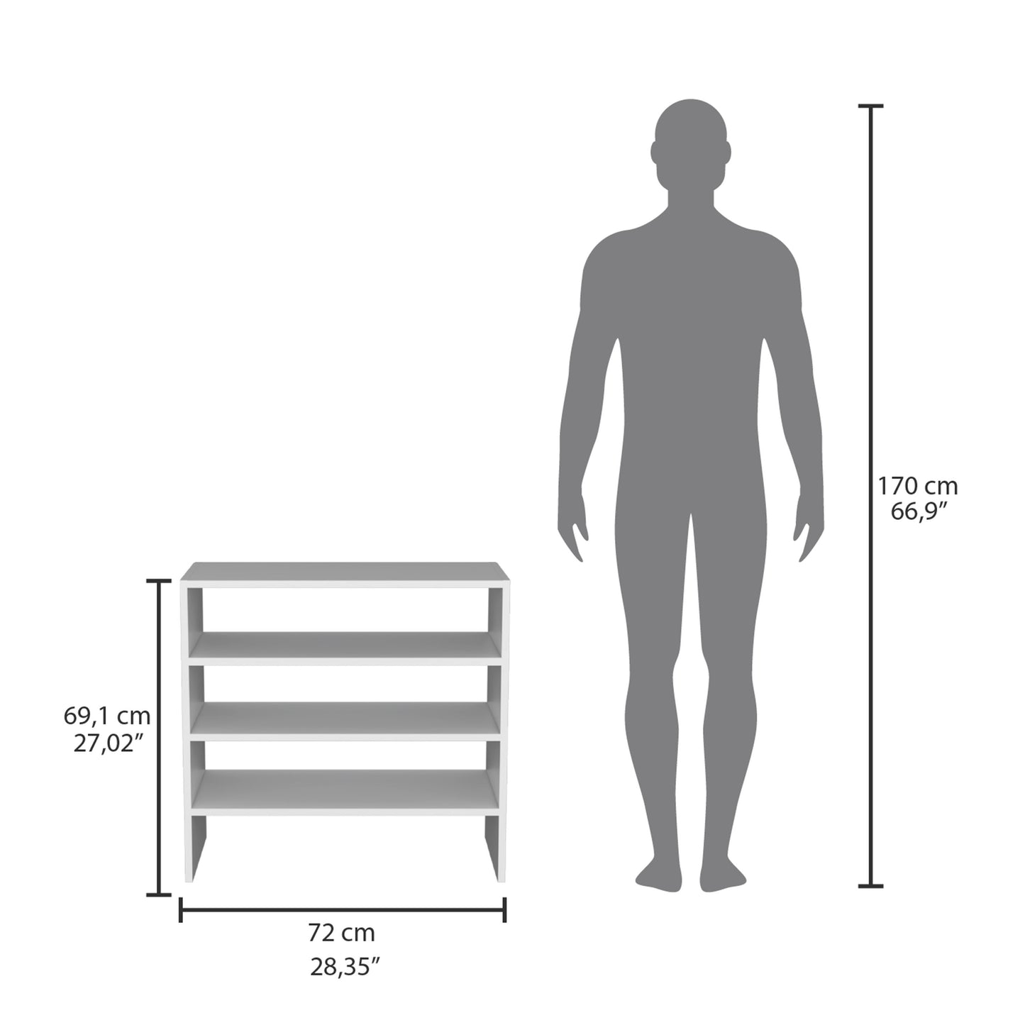Modulo Zapatero Z-72 Apilable Cuatro Niveles, Fresno