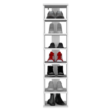 Zapatero Alto Apilable, Blanco, Con Siete Entrepaños (vista 2)