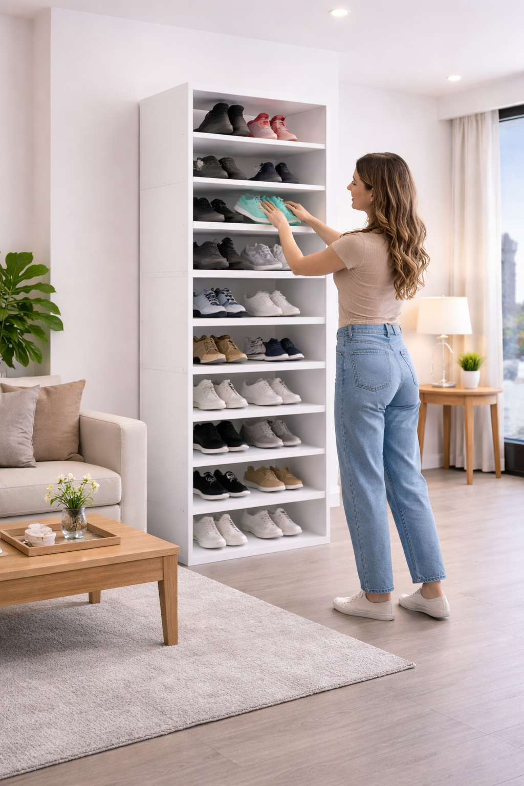 Modulo Zapatero Z-72 Apilable Diez Niveles, Blanco