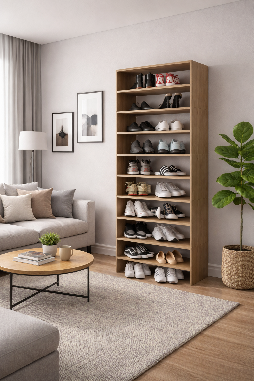 Modulo Zapatero Z-72 Apilable Diez Niveles, Fresno