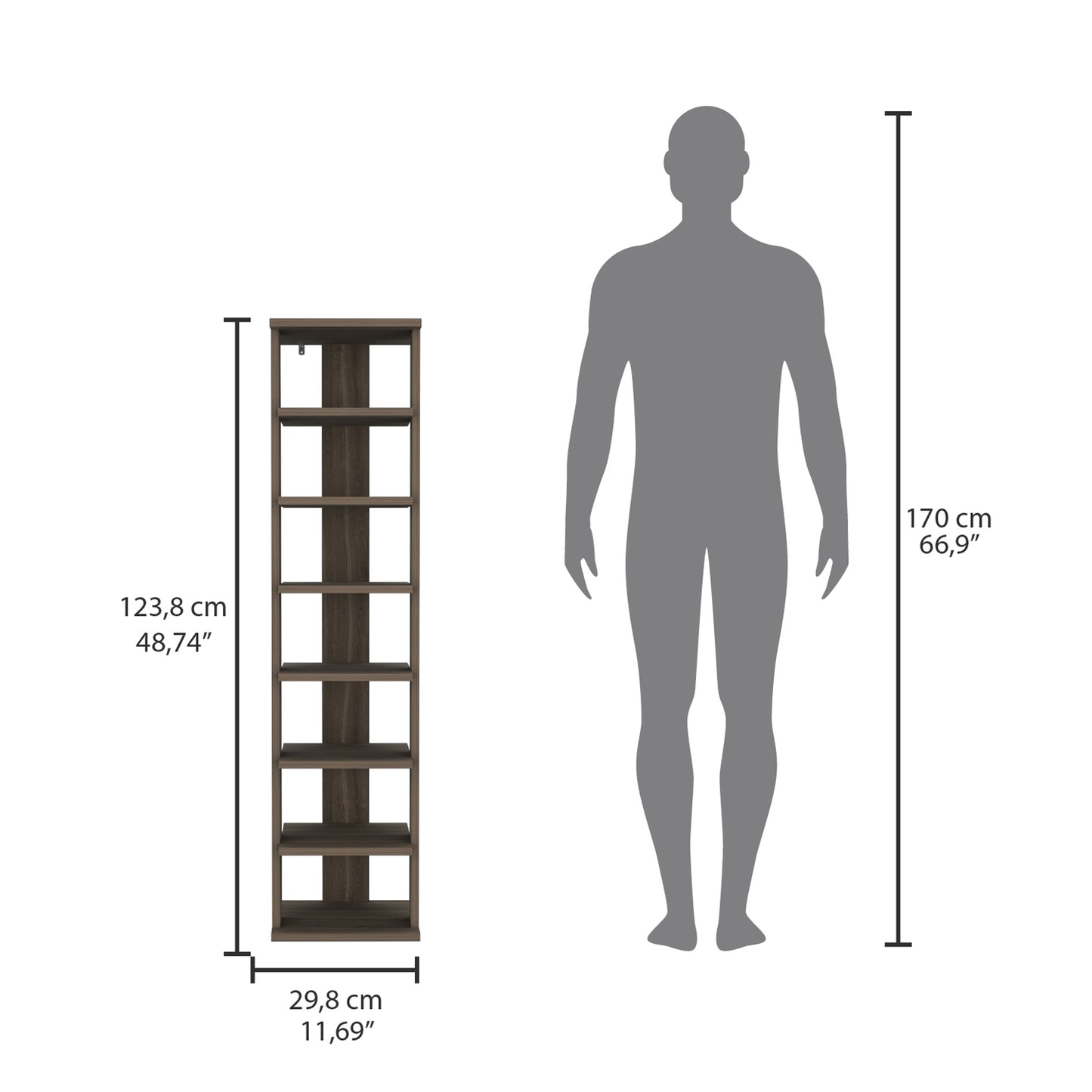 Zapatero Alto Apilable, Milan , Con Siete Entrepaños