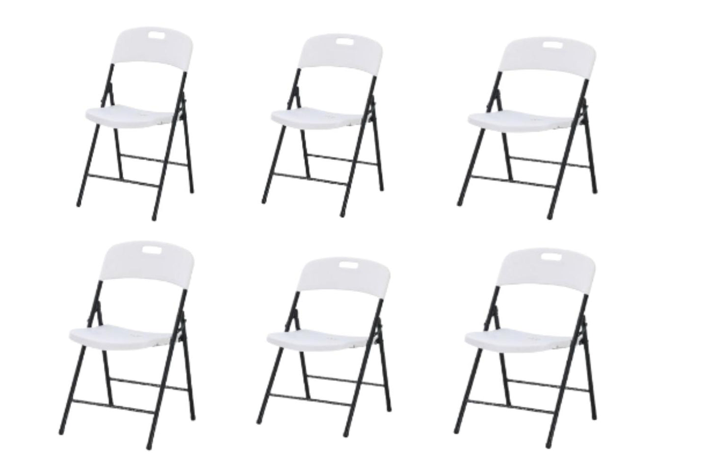 Set de Seis Sillas Plegables Dano, Blanco, espaldar y asiento en material plastico y patas metálicas