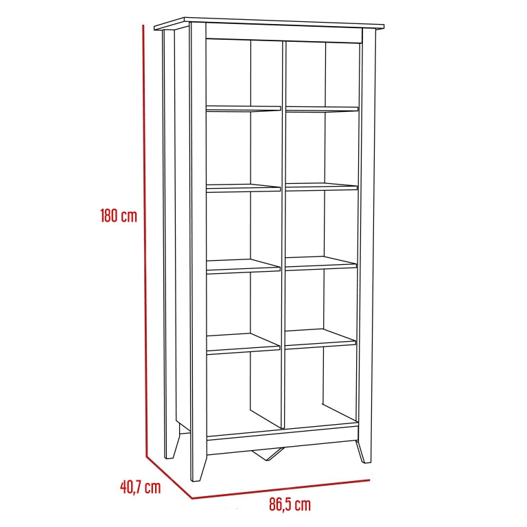 Librero Essential Color Wengue y Negro Para Sala De Estar