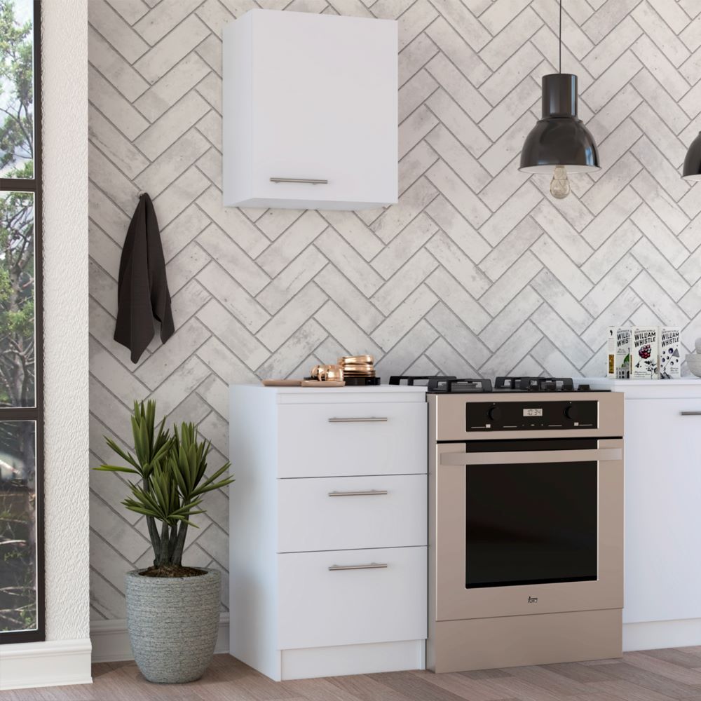 Combo Manchester, Blanco, incluye mueble inferior y mueble aéreo puerta derecha