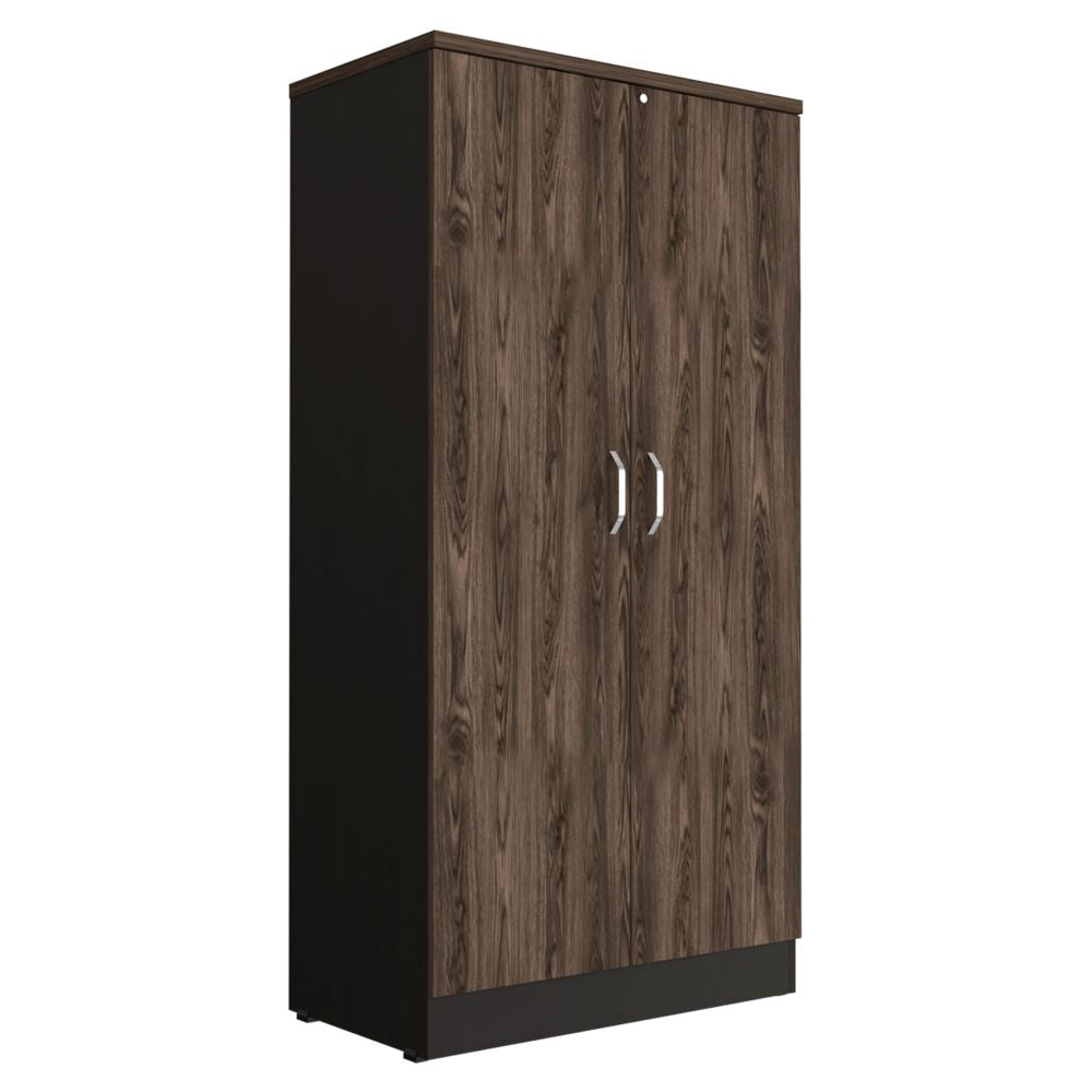 Archivador 4C + Biblioteca 2P Home Office Color Negro Soft y Coñac Para Oficina