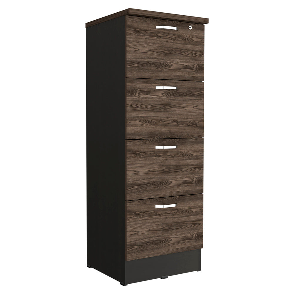 Mesa Escritorio M-120 + Archivador 4C Alto Home Office Color Negro Soft y Coñac Para Oficina