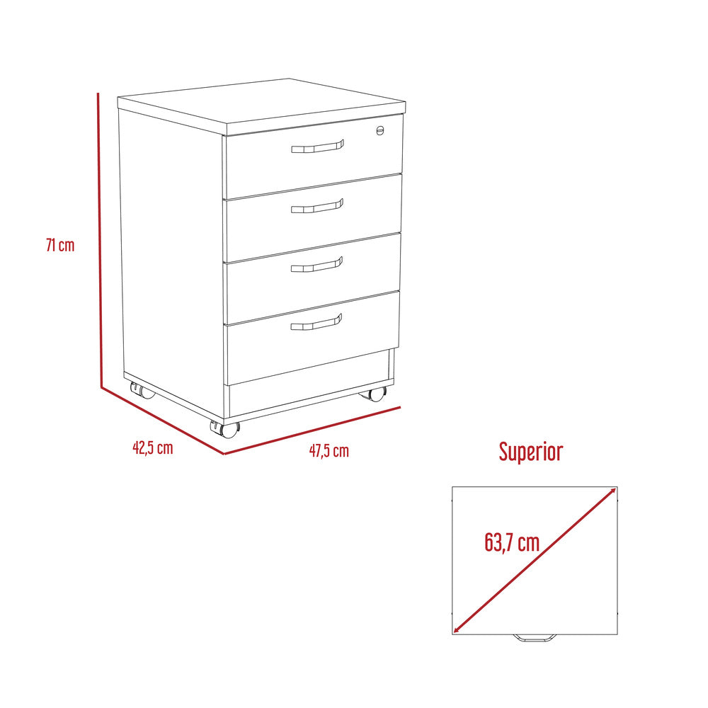 Mesa Escritorio M-120 + Archivador 4C Home Office Color Negro Soft y Coñac Para Oficina