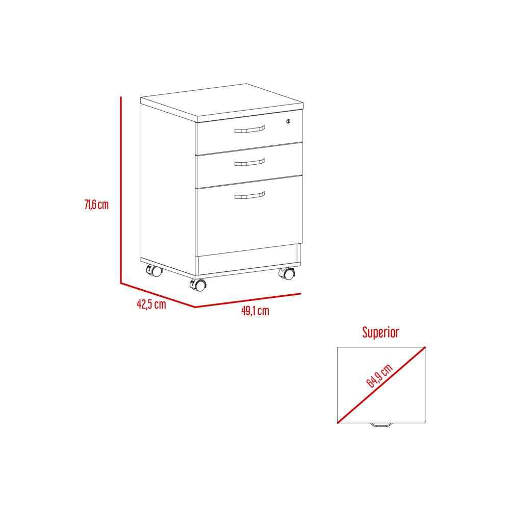 Mesa De Reunión M-200 + Archivador 3C Home Office Color Negro Soft y Coñac Para Oficina