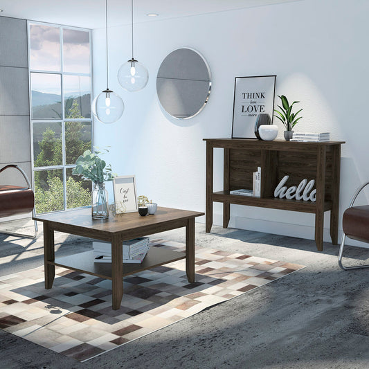 Mesa de Centro + Arrimo Essential Color Coñac Para Sala De Estar