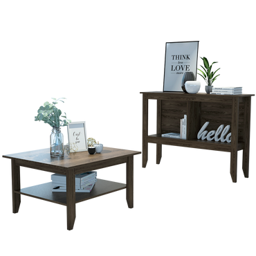 Mesa de Centro + Arrimo Essential Color Coñac Para Sala De Estar