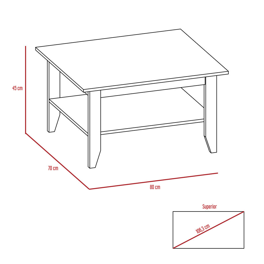 Mesa de Centro + Arrimo Essential Color Coñac Para Sala De Estar