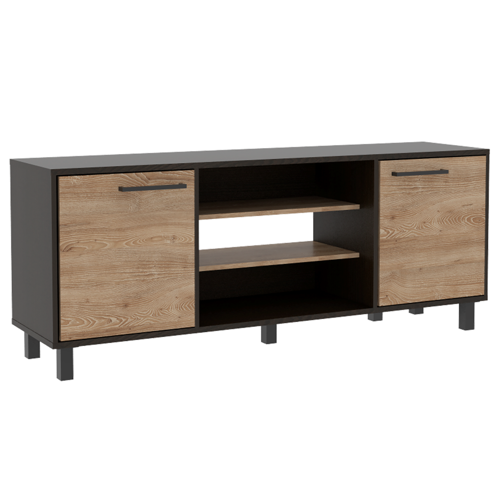 Rack TV + Mesa Centro Kaia Color Wengue y Miel Para Sala De Estar