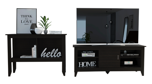 Rack + Arrimo Essential Color Wengue Para Sala De Estar